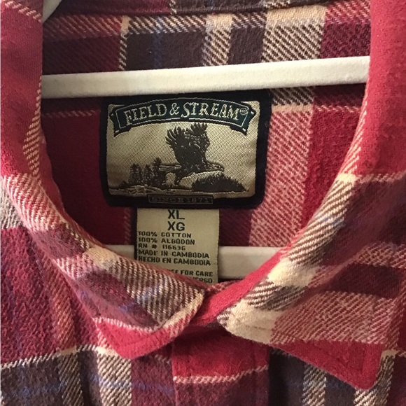 Vintages Mens Field and Stream heavyweight flannel shirt XL Red Plaid - Picture 2 of 5